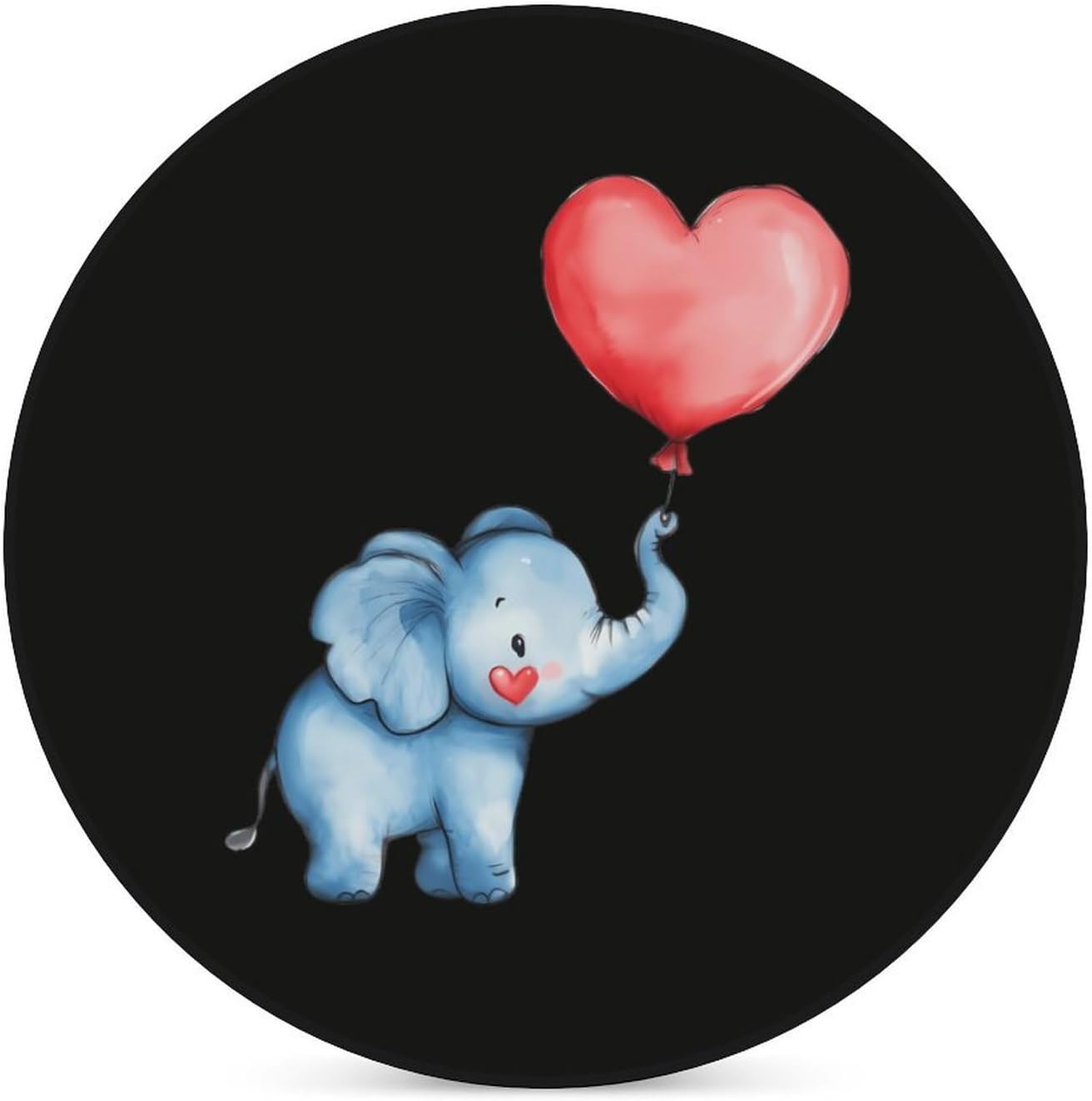 Elephant with Heart Balloon Round Ceramic Coasters Print Drinks Absorbent with Cork Base for Home Decor Gifts 4 Inch