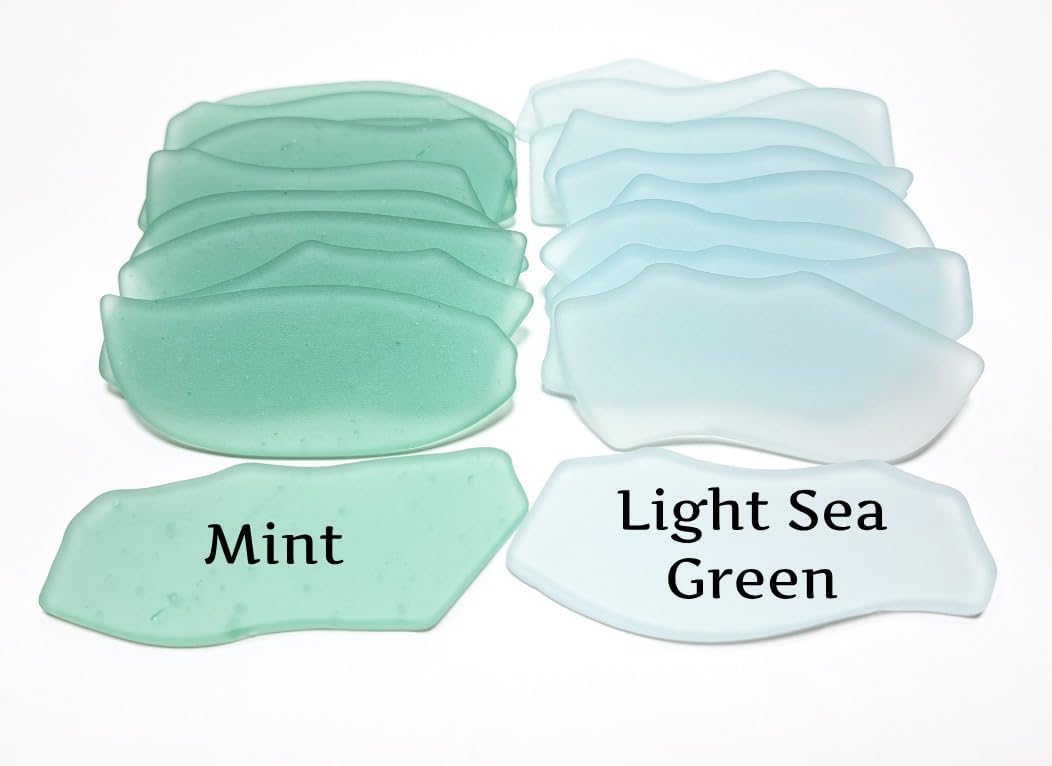 Sea Glass Place Cards - Mint + Light Sea Green - Irregular Shapes