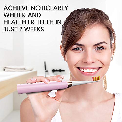 Dnsly Ultrasonic Toothbrush With 5 Modes Sonic Cleaning,Whitening Sonic Toothbrushes With 2-Min Smart Timer, 8 Brush Heads,1 Pink Travel Case,Rechargeable Toothbrush 4 Hours Charge For 30 Days Use #TOP6