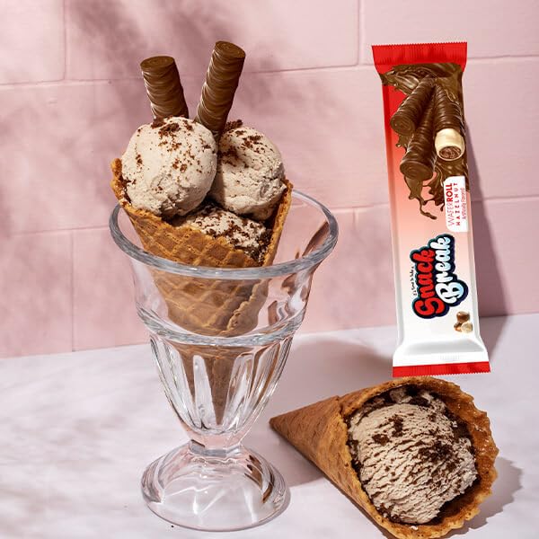 Miniatura 7 de Snack Break Rollos de oblea de avellana, galletas de oblea enrolladas, delicioso aperitivo recubierto de cacao, envueltos individualmente, palitos