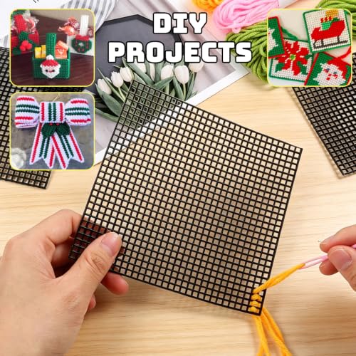 Image of LANIAKEA 30PCS Plastic Mesh Canvas Sheets, 10.23x13 Inch Plastic Mesh Sheets for Crafts, Black Plastic Canvas and Embroidery Tools for Embroidery Crafting Knit