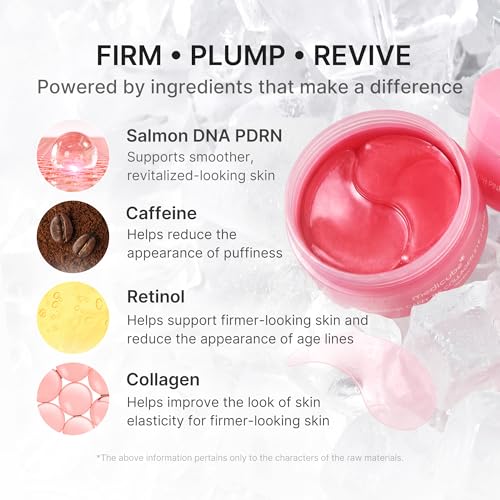 Image of medicube Eye Patch PDRN Caffeine Collagen | Gel Eye Patches for the appearance of Dark Circles, Undereye Bags | Firming, Age-Defying Care with Retinol, Collagen | Korean Skincare | 30 Pairs
