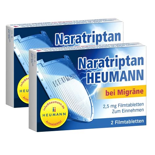 Doppelpack Set mit NARATRIPTAN Heumann bei Migräne 2,5 mg (2x2 St)