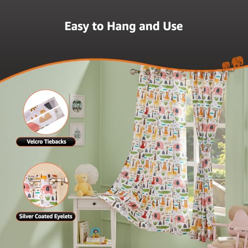 Image of Amazon Basics - Kids Room Darkening Digital Printed Window Curtains, 80-85% Room Darkening | 5 Feet |Set of 2| Digital Print | Kids Curtain |For Living room and Bedroom | 115cmx 150cm, Design-Elephant