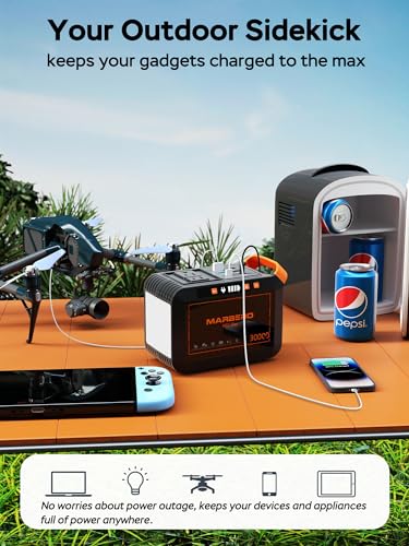 MARBERO 111Wh Solar Generator with Solar Panel Included Portable Power Station 120W with Foldable Panel 30W Set for Camping Outdoor Hiking Fishing Emergency