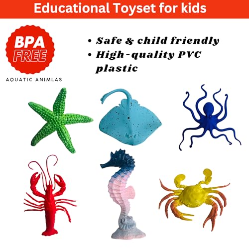 Image of ZESTHOME Aquatic Sea Animal Toy Set | Medium-Sized Marine Creatures for Kids, Jellyfish & Ocean Animals Action Figures | Educational & Fun Birthday Gift for Ages 3+| 6-Piece