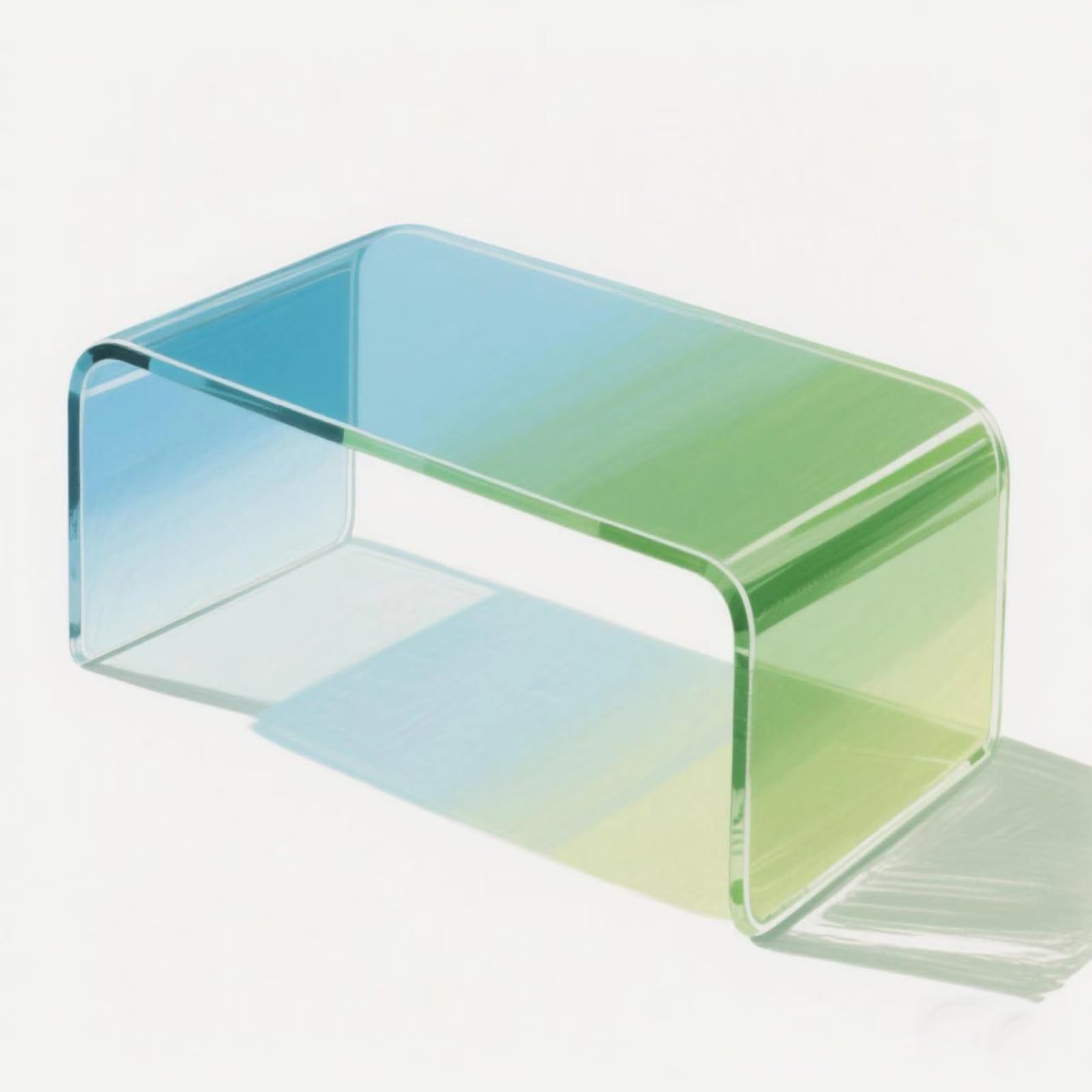 Mesa de centro rectangular para café y salón con estructura ligera en forma de C verde