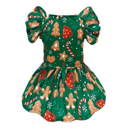 Image of CuteBone Frilly Dog Dress Princess Puppy Christmas Dresses with Ruffled Sleeves Cat Clothes Outfit for Small Dogs Girl Pet Apparel