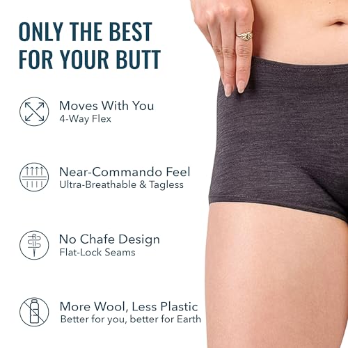 Short feminino de lã merino para meninos - ultraleve - absorvente respirável antiodor, Rosa selvagem