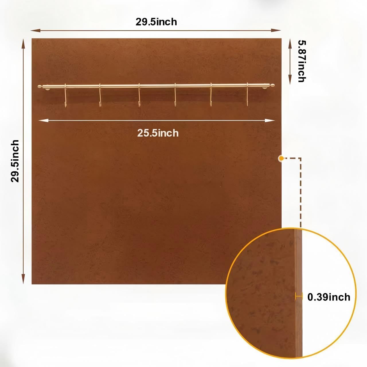 29.5“x29.5” Aged Copper Finish 304 Stainless Steel Range Hood Backsplash with Solid Brass Rail & S Hooks,Stove Backsplash,Vintage Style,Kitchen Wall Splash Guard.