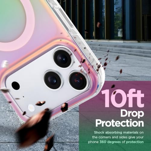 Image of Magnetic Case for iPhone 17 Pro Max [Compatible with Magsafe] | [Anti-Yellowing] [1 Screen Protector] Cute Fashion Iridescent Case for iPhone 17 Pro Max 6.9 inch 2025, Pink Green