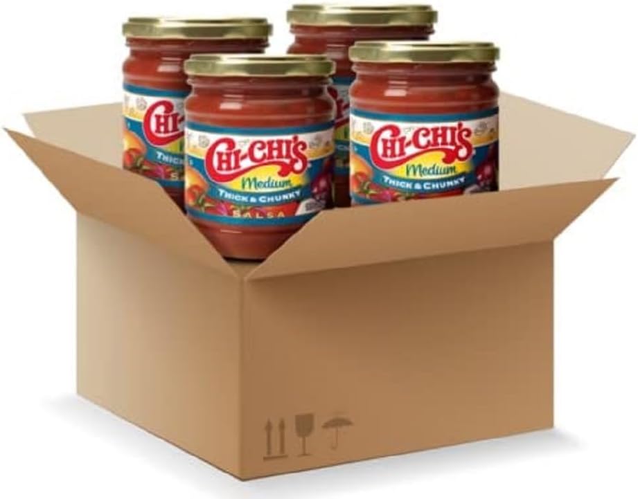 CHI-CHI'S Thick & Chunky Salsa, Gluten Free, Chip Dip, Medium, 15oz Plastic Jar​ (4 Pack)