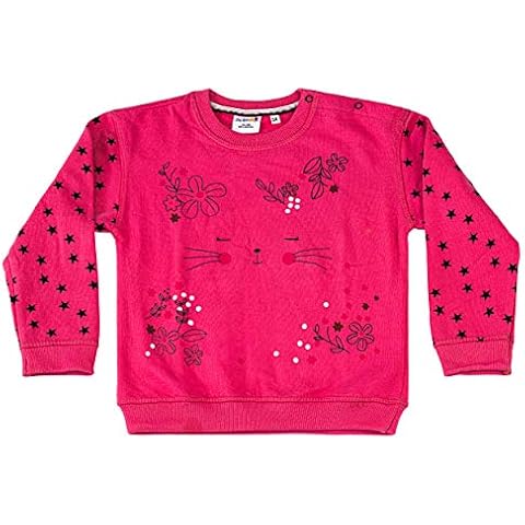 Esy Kid - Kids sweatshirt jumper toddler Baby/girl Pink cat with flowers pattern knitted pullover touch buttons - Easy Change (9 - 12 Months) Cover