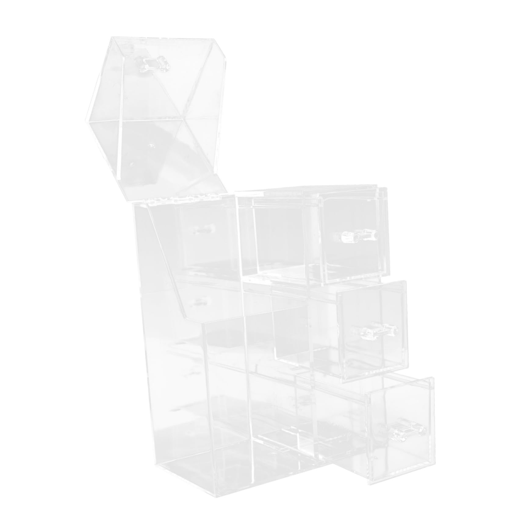 minkissy Boîte de rangement en acrylique pour bureau, pinceaux de maquillage, cotons-tiges, organisateur de salle de bain, tasse de bureau
