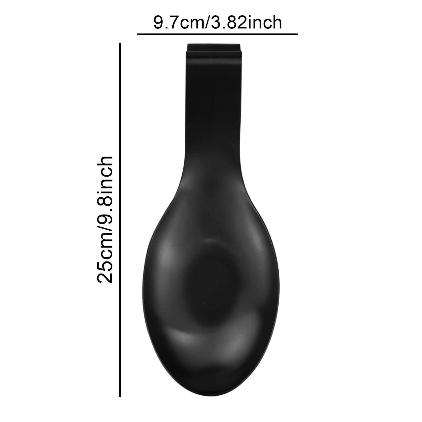 LAMXD Cuchara de color negro mate, soporte de cuchara de acero inoxidable para estufa, soporte de cocina para cucharones, pinzas, espátula, soporte de cuchara para cocina (1 PC-9,5 pulgadas)