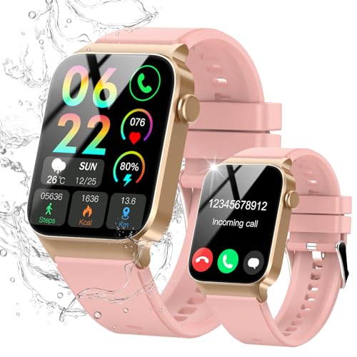 Smart Watch for Men Women Bluetooth Call, 1.85″ HD Screen Smartwatch with Heart Rate/Sleep Monitor, 110+ Sport Modes Activity Trackers IP68 Waterproof, Fitness Watch for Android iOS, Rose
