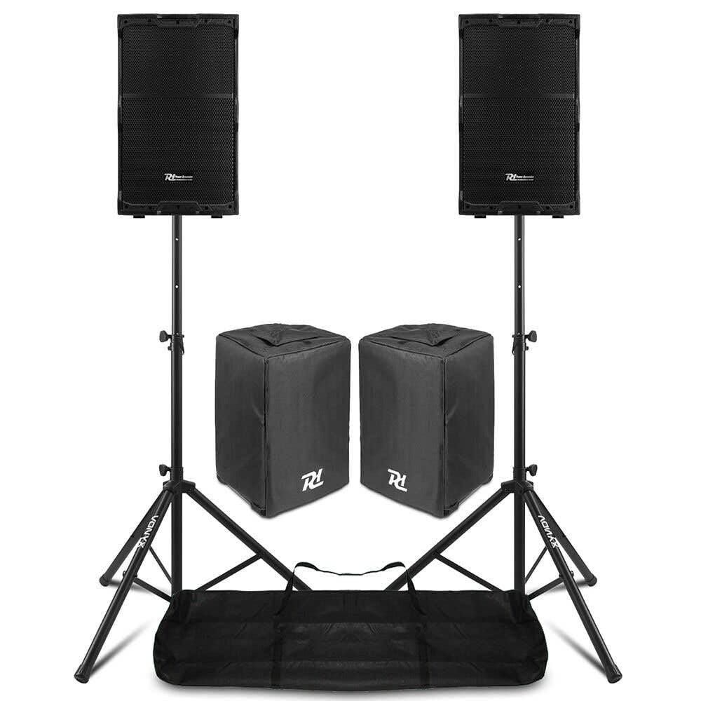 Power Dynamics PDY212A PA Anlage Komplettset | 2X 12 PA Lautsprecher Aktiv mit Bluetooth & DSP | 1400W DJ Boxen Set mit Stativen, Schutzhüllen & Tragetasche | Professionelle Musikanlage für Events