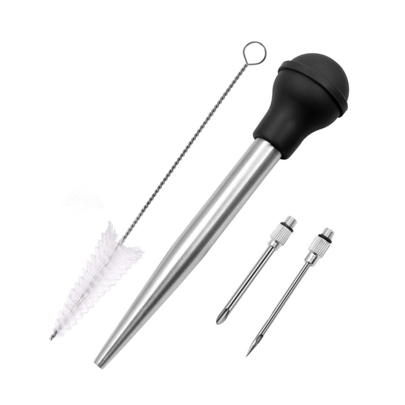 PHENOFICE 1set Bbq Sauce Injector Kit for Turkey Meat Marinade Seasoning Pump Cleaning Brush for Grilling and Cooking
