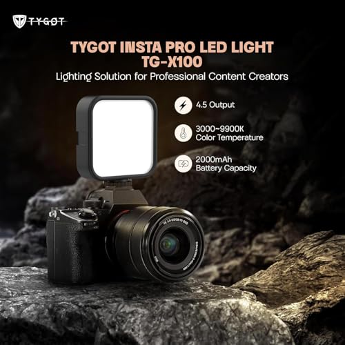 Image of TG-X100 LED Video Light for Phone, Camera, Laptop, Meeting, Photography, and Lighting, with Clip & Type C, Dimmable & Rechargeable for Selfie Stick Tripod, 2000mAh, 4.5W