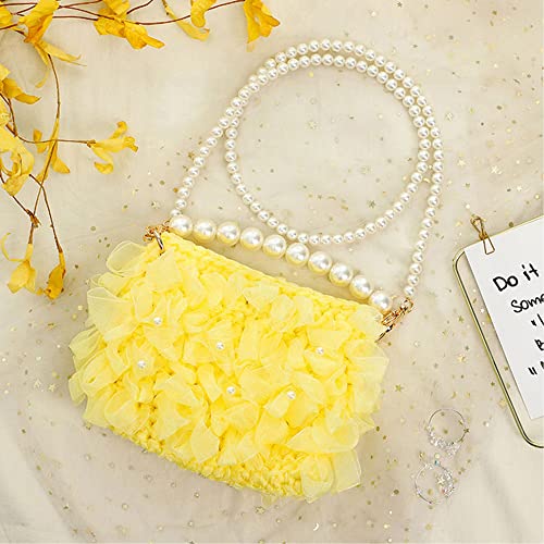 HAOBIN Perle Griff Kette Taschenkette Perle Korn Kettenriemen Taschenhenkel Kette Tasche Griff Ersatz TascheKette Dekoration Kette Schultergurtkette Ersatz Damentaschenkette (Weiß, 25 cm+80 cm)