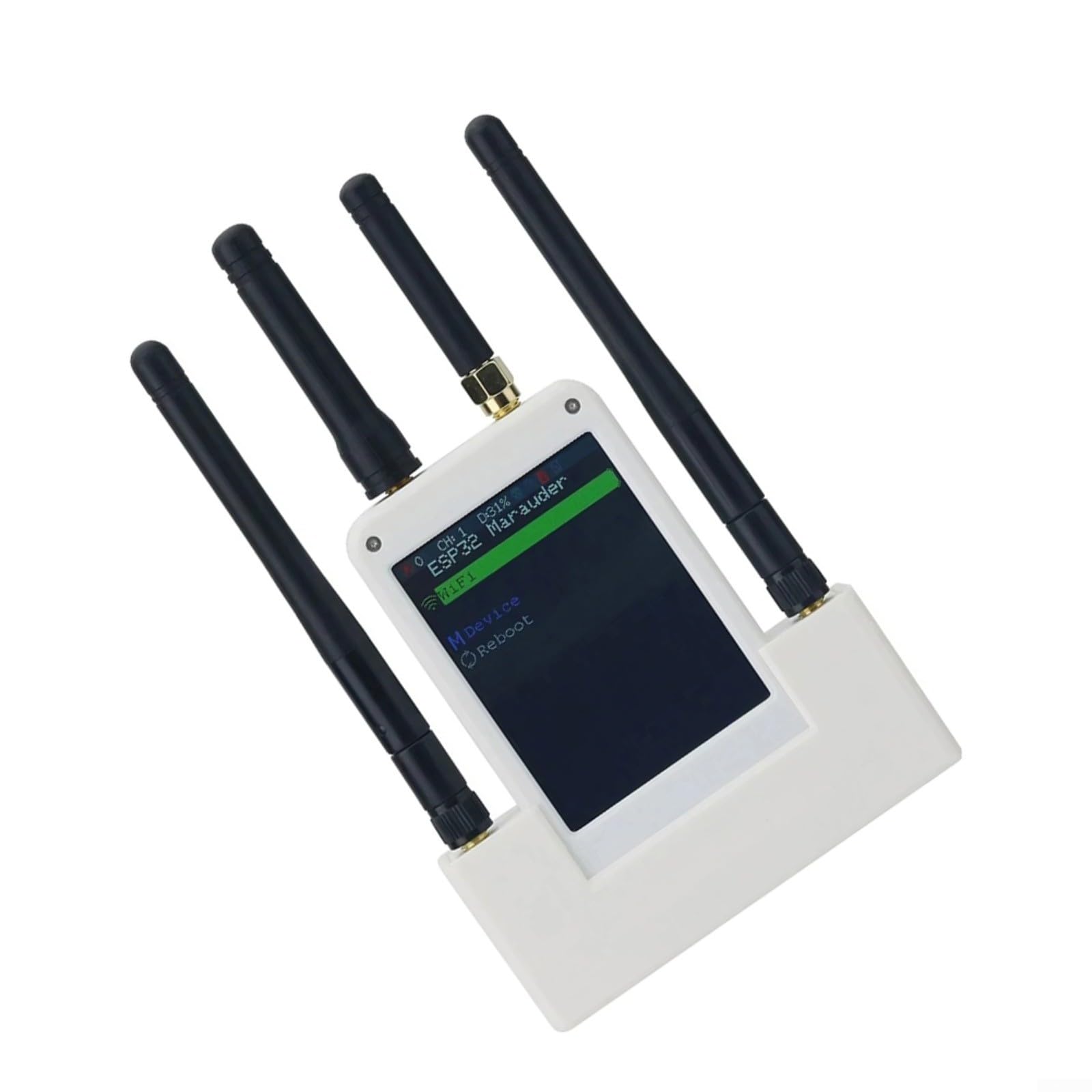 Funkwellen Detektor Analyse,Datenakquisition Messgerät Sensor,ESP32-C5 RF-Analyser Mit GPS, 433 MHz Und WLAN, Für Flipper Für Zero, 2,8 Zoll, Mit 800MAh Für Akku(White)
