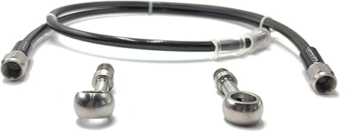 Miniatura 5 de AN3 M10 - Tubo de manguera de aceite trenzado de acero inoxidable negro para motocicleta, tubo giratorio de 360 grados de acero inoxidable para