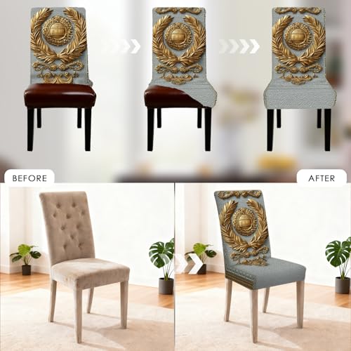 Image of Nuxovilar 4PCS Classic Badge Laurel Wreath Stretch Chair Covers