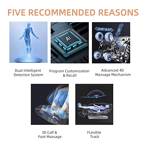 Alfine 4D Yoga Queen Massage Chair, Full Body Recliner With Flexible Sl Track, Automatic Footrest Extension, 3D Calf & Foot Massage, Program Customization & Recall (Black) #TOP1