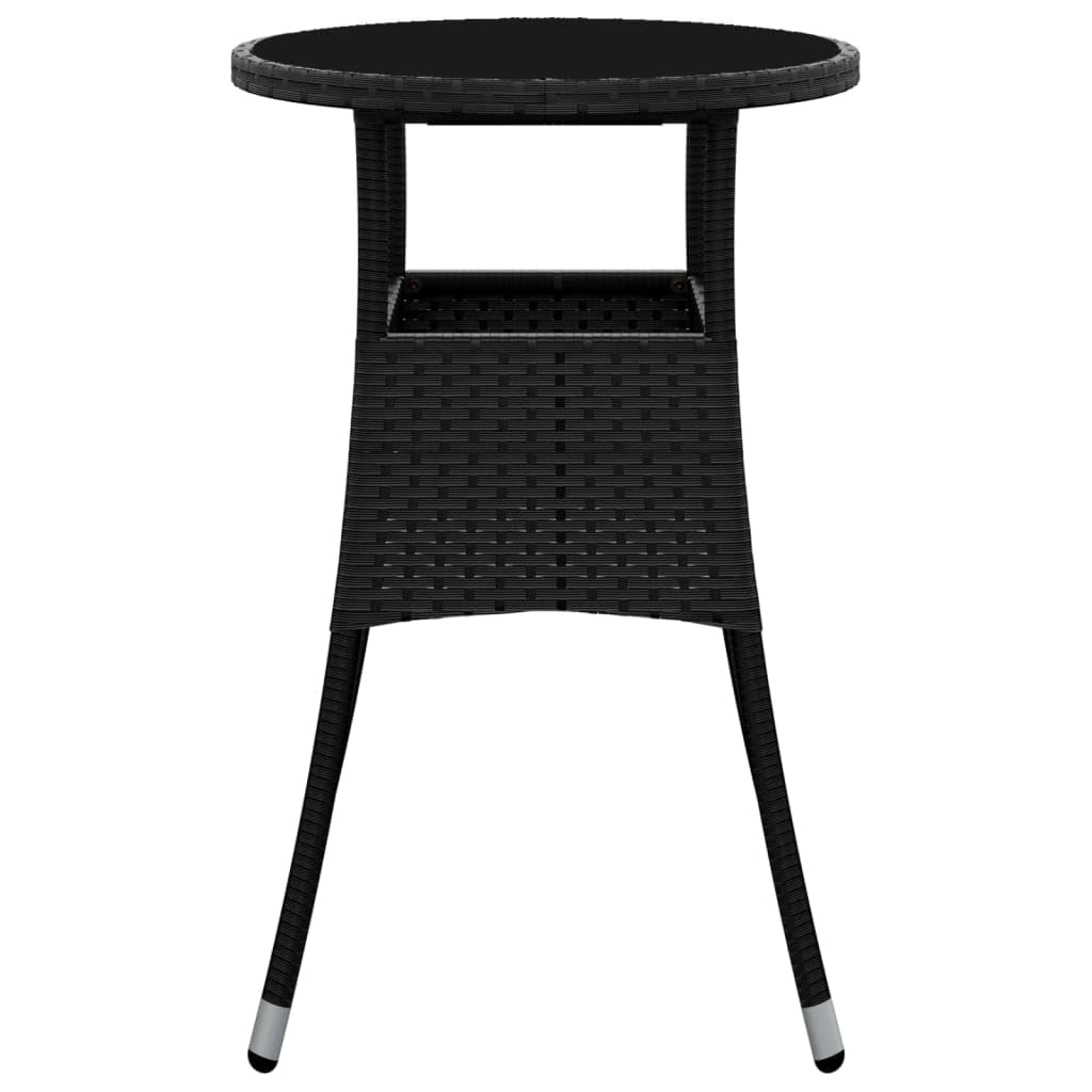 AUVYI Gartentisch Ø60x75 cm Hartglas und Poly Rattan Schwarz Campingtisch Buffettisch Küchentisch Biertisch Beistelltisch Klein Multifunktionstisch Dining Table Pokertisch Bierpong Tische