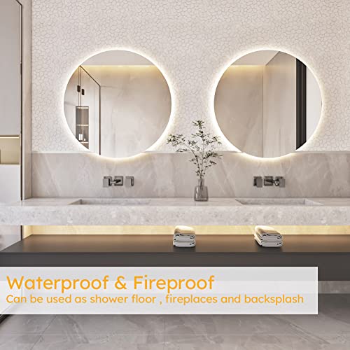 Diflart White Pebble Backsplash Tile Polished For Kitchen Shower Floor Wall Tiles Pack Of 5 Sheets #TOP5