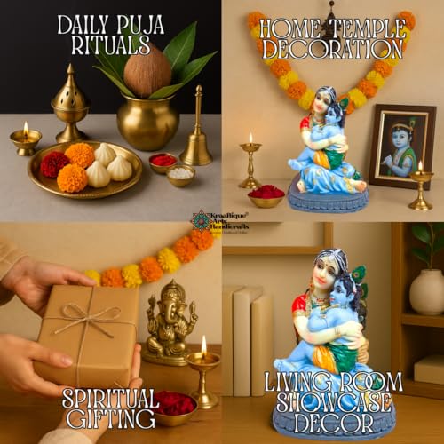 Image of Divine Yashoda Krishna Marble Idol for Janmashtami | Handmade Bal Krishna with Yashoda Statue | Home Temple Decor | Festival Gifting | Premium Marble Murti Showpiece Figurine (16 CM)