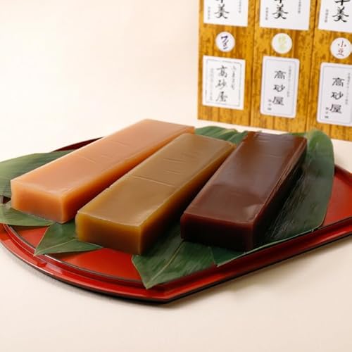 北海道紋別市 紋別銘菓「渚滑川羊羹」3棹(小豆・挽茶・ワイン各1棹)