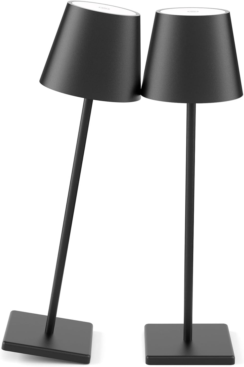 2 Pack Cordless LED Table Lamp Black, 5500mAh Battery Powered Table Light, 3 Color Temperatures Stepless Dimmable Rechargeable Table Lamps for Outdoor Restaurant Bedroom