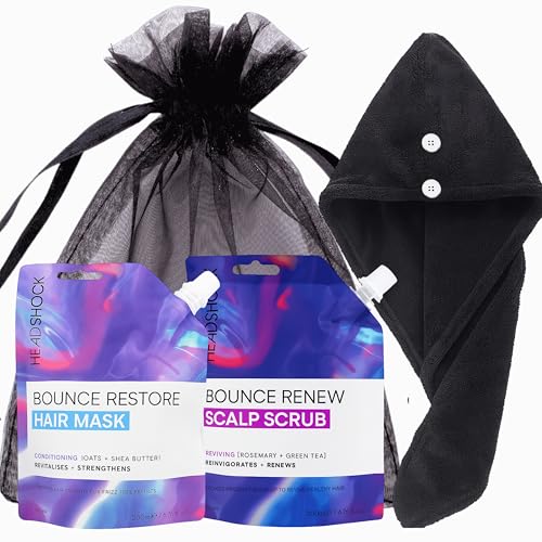 Vikingtreat Hair Mask & Scalp Scrub Set with Microfibre Hair Towel and Black Organza Gift Bag – Deep Conditioning & Reviving Hair Care Treatment for Healthy, Shiny Hair