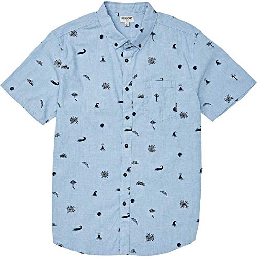 Billabong Men's Sundays Mini Short Sleeve Woven Shirt, Coastal, L