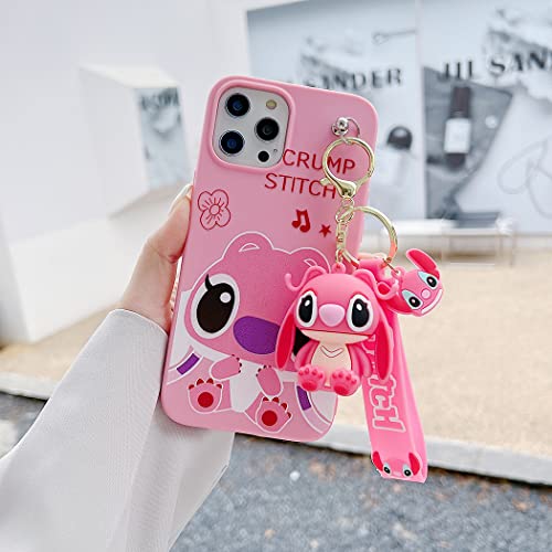 Ifilove For Iphone 11 Stitch Case, Girls Boys Women Kids Cute Cartoon Character With Charm Pendant Strap Slim Soft Tpu Protective Case Cover For Iphone 11 (Pink) #TOP1