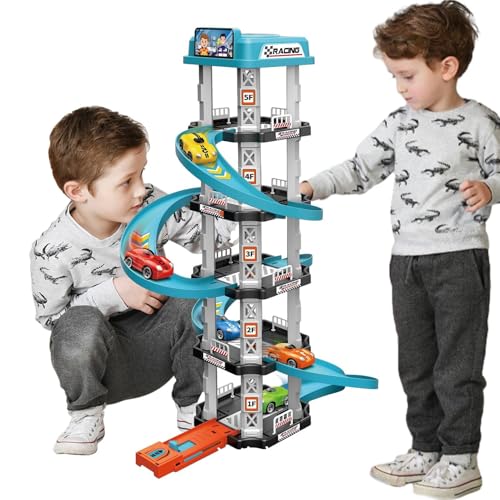 Parking Garage Toy Playset- Toy Car Garages Track Set CarService Multi-Storey Car Park ToyGarage Garage Playset With Multi Storey Cars Track CarRamps Toys For Kids Girls Boys Children Ages 3 To 8