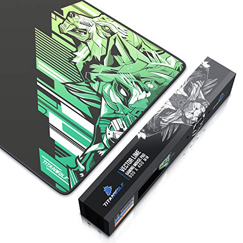 TITANWOLF - XXL Mousepad Gaming 900 x 400mm Vector Lime - Tappetino Mouse Gaming Extra Grande - Migliora precisione e velocità - Adatto a Roccat Razer Logitech Mouse e Tastiera