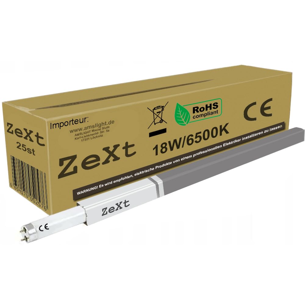 ZeXt 25 bombillas fluorescentes 18 W 864 6400 K luz diurna neón, 60 cm T8