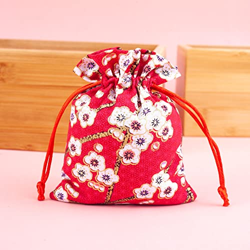 10 bolsas pequeñas rojas con cordón 8x10 cm miniatura 1