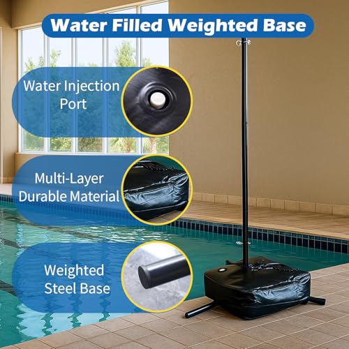 Pool Volleyball Net Set with LED Lights,Volleyball Net with Weighted Bases and Adjustable 15ft-42ft Length for Inground Pools,Portable Water Volleyball Game with 2 Balls & Pump for Pool Entertainment by JstFrU - Image 4