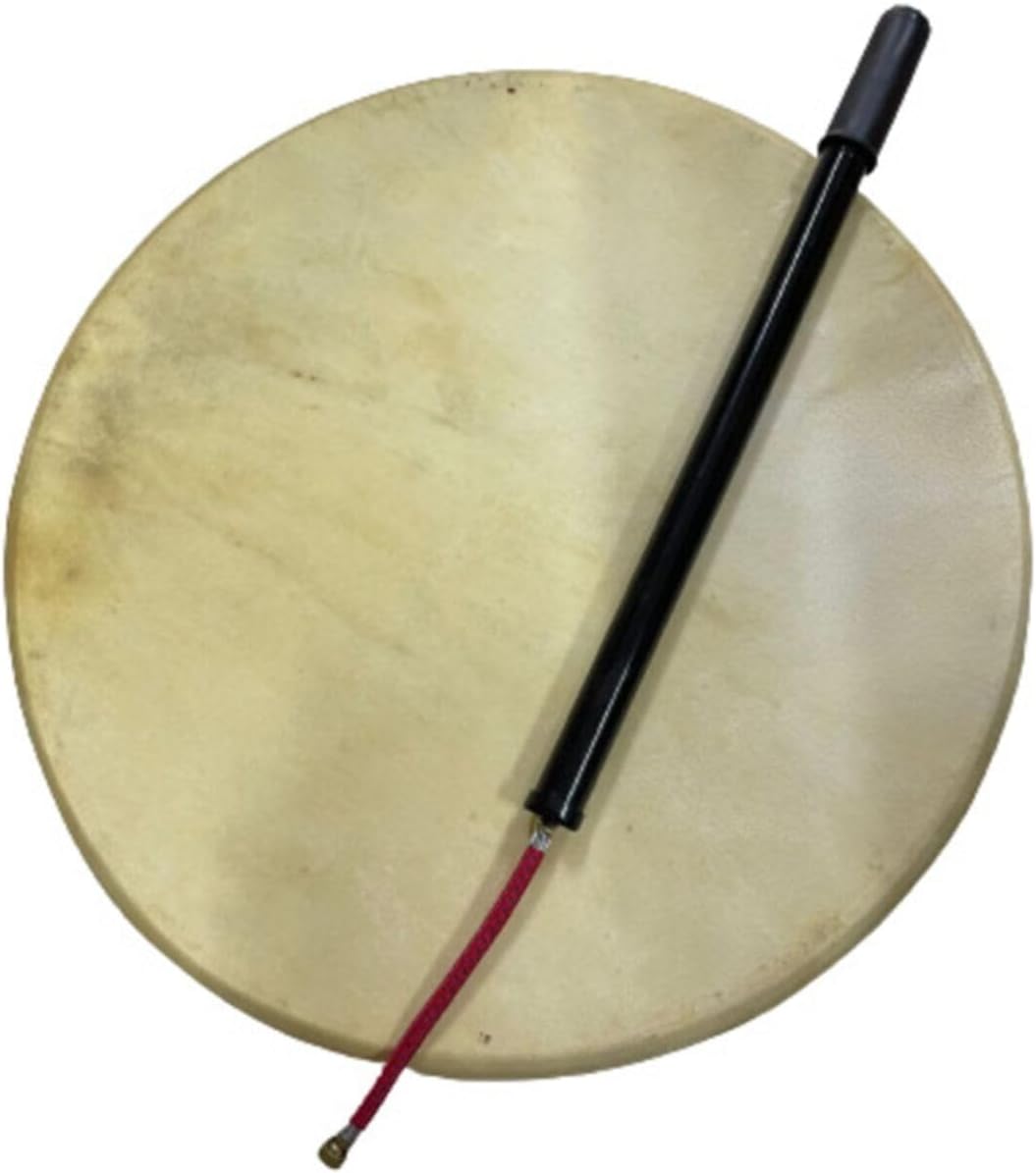 Frame Drum Bendir 45cm Goat Skin Percussion Instrument with Pump Air Tunable for Professional Musicians