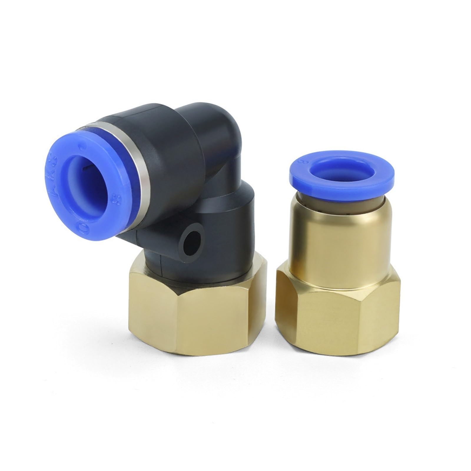 Conector rápido PCF10-02 azul con rosca hembra recta para mangueras neumáticas de cobre