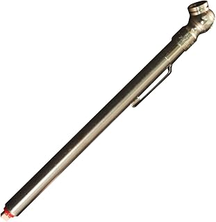 Milton S-925 Pencil Tire Pressure Gauge for Trucks, RVs & Bikes - Brass Single Chuck with Deflator, 20-120 PSI/kPa, Made in USA