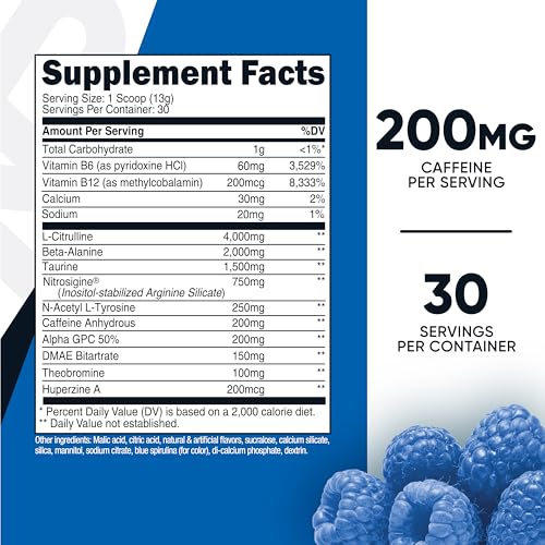 image for Nutricost Pre-Workout Complex Powder (30 Servings, Blue Raspberry) - P