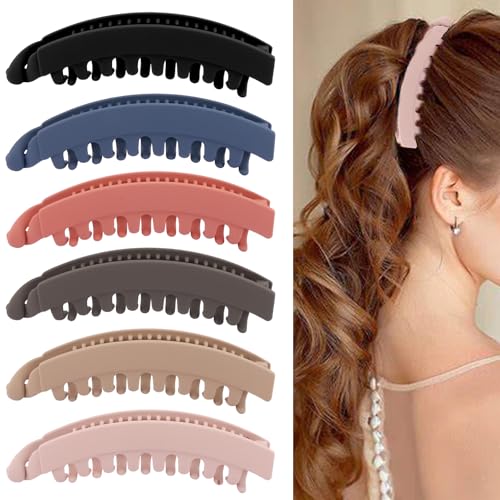 6 piezas de pinzas banana para cabello grueso, pinzas mate para mujeres, accesorios para peinados voluminosos en colores negro, azul, naranja, marrón, caqui y rosa