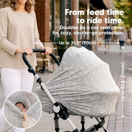 Image of KeaBabies Nursing Cover, Multi Use Breastfeeding Cover (Herringbone) | Fits All Car Seat Cover Canopy, Baby Girl, Boy, Stretchable Breast Feeding Covers for Women, Breathable, Lightweight, Soft