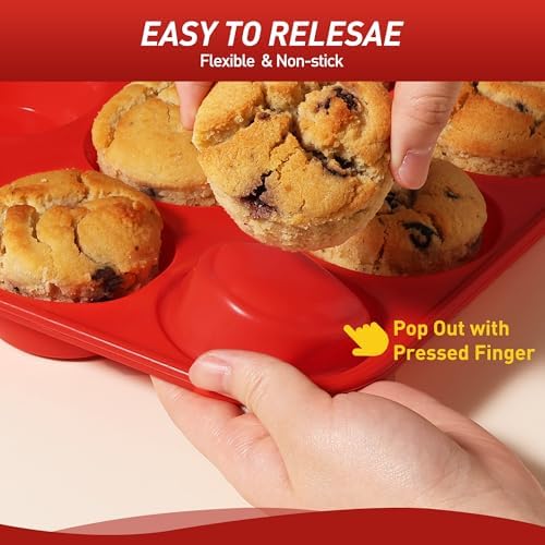 2 Pack 12 Cups Silicone Muffin Pan with Metal Reinforced Frame Regular Size Silicone Molds Cupcake Cake Baking Pans Cookie Baking Chocoflan Cupcake Mold Muffin Tray Dishwasher Safe BPA Free - Thumbnail 2