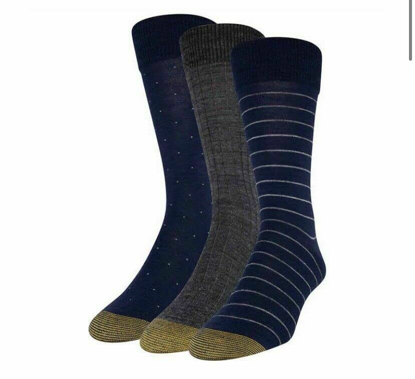 Watson Wool Men's Dress Thin Crew Socks, 3 Pairs, Size 6-12.5 | Blue Multi-Color / Patterns