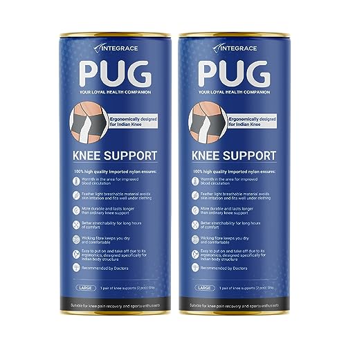 Image of PUG Knee Support 1 Pair, Size L (Pack of 2) |Unleash Your Performance | Ergonomically Designed for Indian Knee|Ideal for Sports enthusiasts, Knee Pain and Injury Prevention